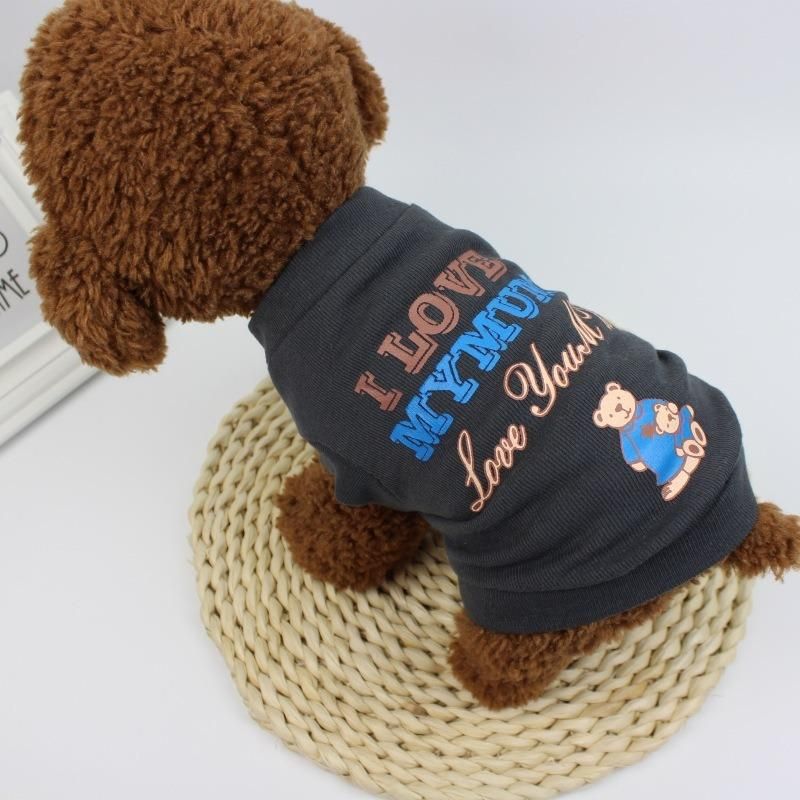 New Cotton Ribbed Print Vest for Dogs and Cats