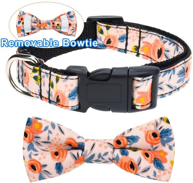 Cute Flower Pattern Dog Collar with Adjustable Buckle Collar