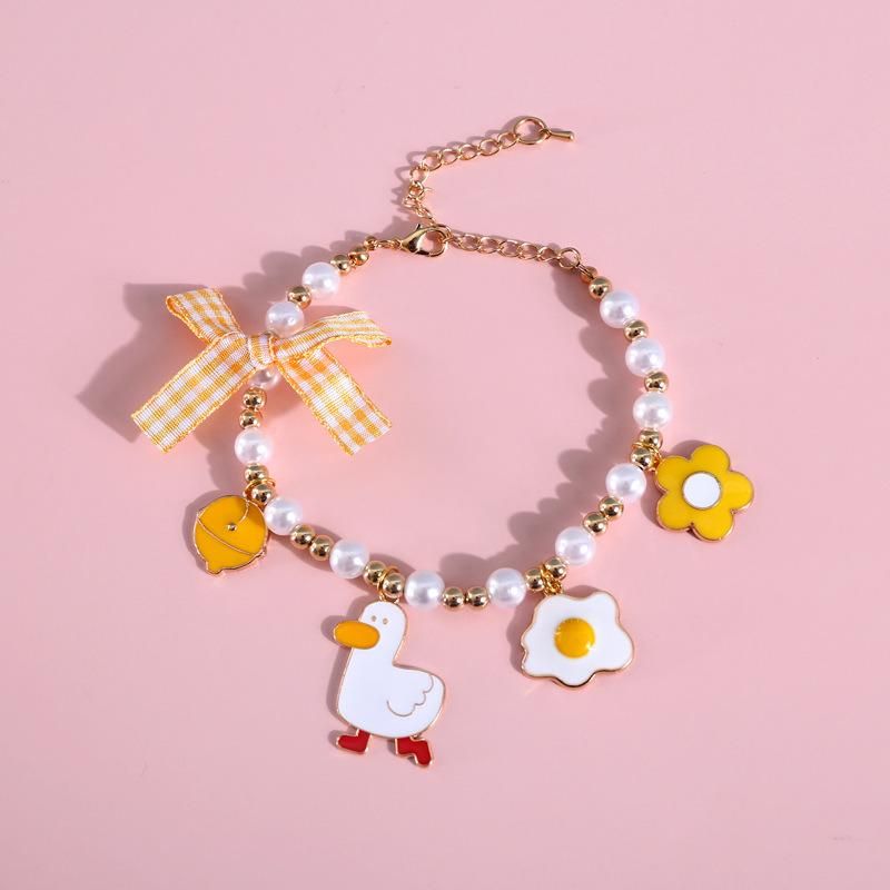 Pearl Bells Collar Adjustable Cat Rabbit Birthday Dog Pendant Chain Necklace Bow Pet Accessories