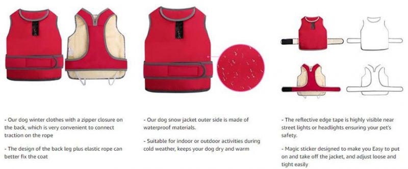 Dog Winter Clothes Dog Vest with Zipper Opening for Leash