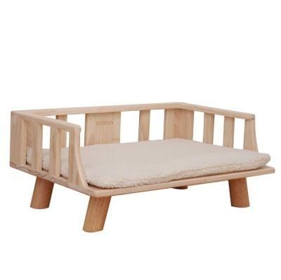 Cheap Eco Friendly Pet Supplies Autumn Winter Warm Plush Raised Wooden Pet Sofa Cat Kennel Dog Bed