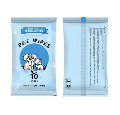 OEM 10PCS Dog Cat Paw Ear Eye Tooth Clean Grooming Wet Wipe for Pet