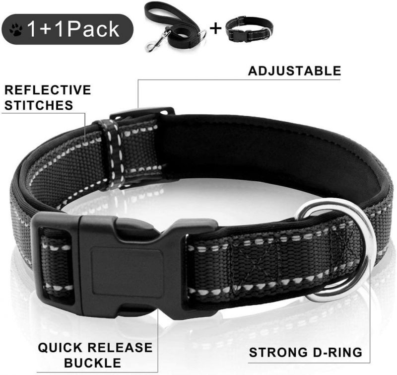 Adjustable Reflective Dog Collars with Quick Release Buckle for Large Dogs