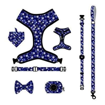 OEM/ODM Personalized Pet Accessories Print Reflective Quick Release Padded Polyester Pattern Dog Harness Set