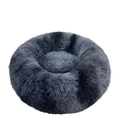 Hot Sale Faux Fur Donut Round Pet Bed Soft Plush and Warm Dog Bed Soft Washable Cat Bed