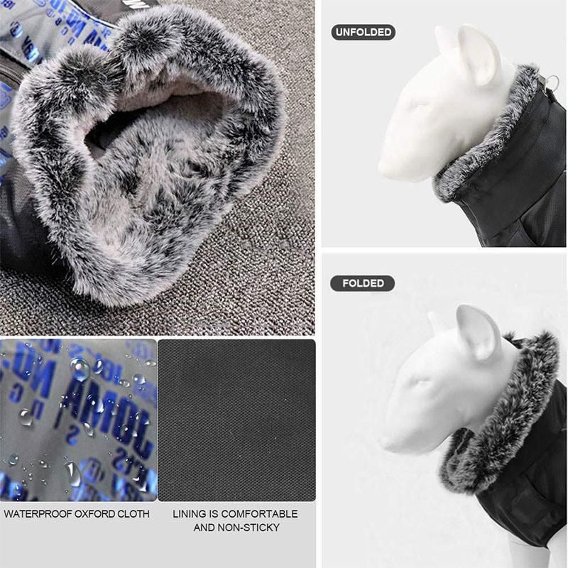 Waterproof Pet Jacket with Harness&Furry Collar Cold Weather Dog Clothes