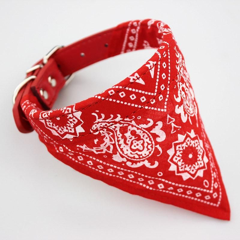 Leather Belt Pet Cat Dog Bandana Collar Triangular Binder, Vermelho
