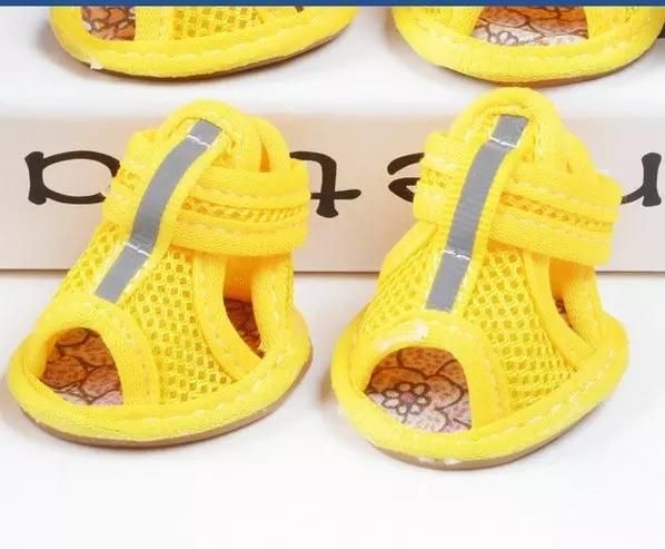 Summer Mesh Breathable Dog Shoes Sandals Non Slip Paw Protectors Reflective for Small Pet Dog Cat Puppy