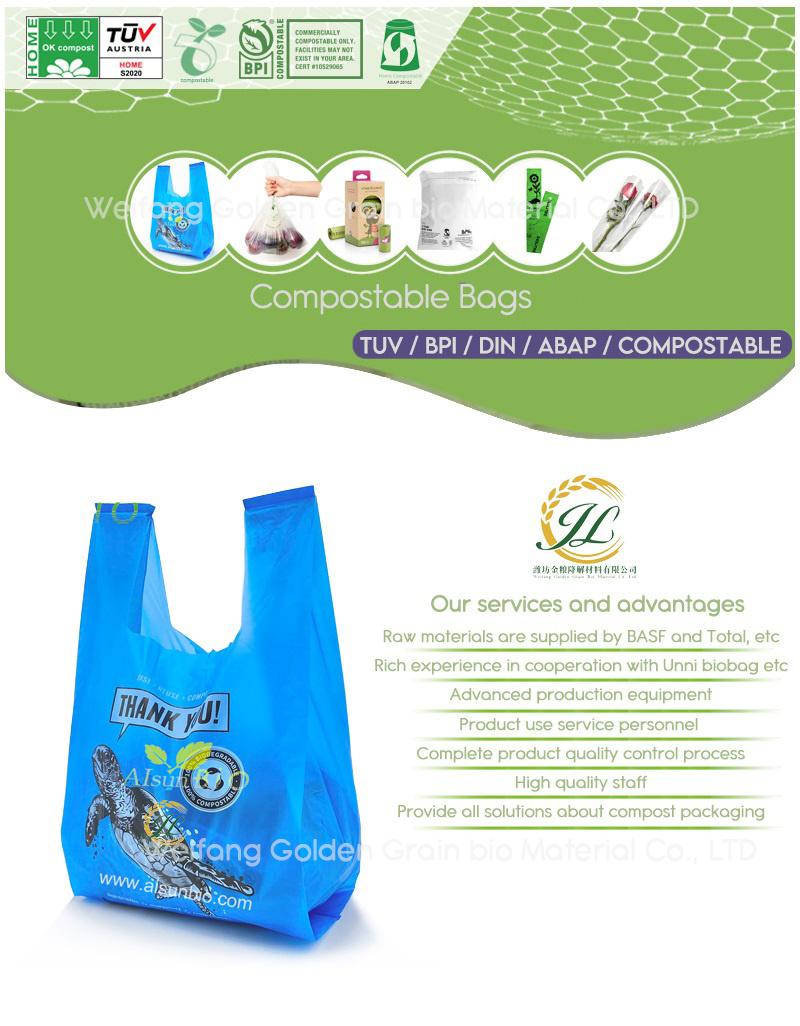 Customized Compostable Supermarket T-Shirt Bag/Biodegradable Shopping Plastic Bag/Carrier Bag/Grocery Plastic Vest Shopping Bag