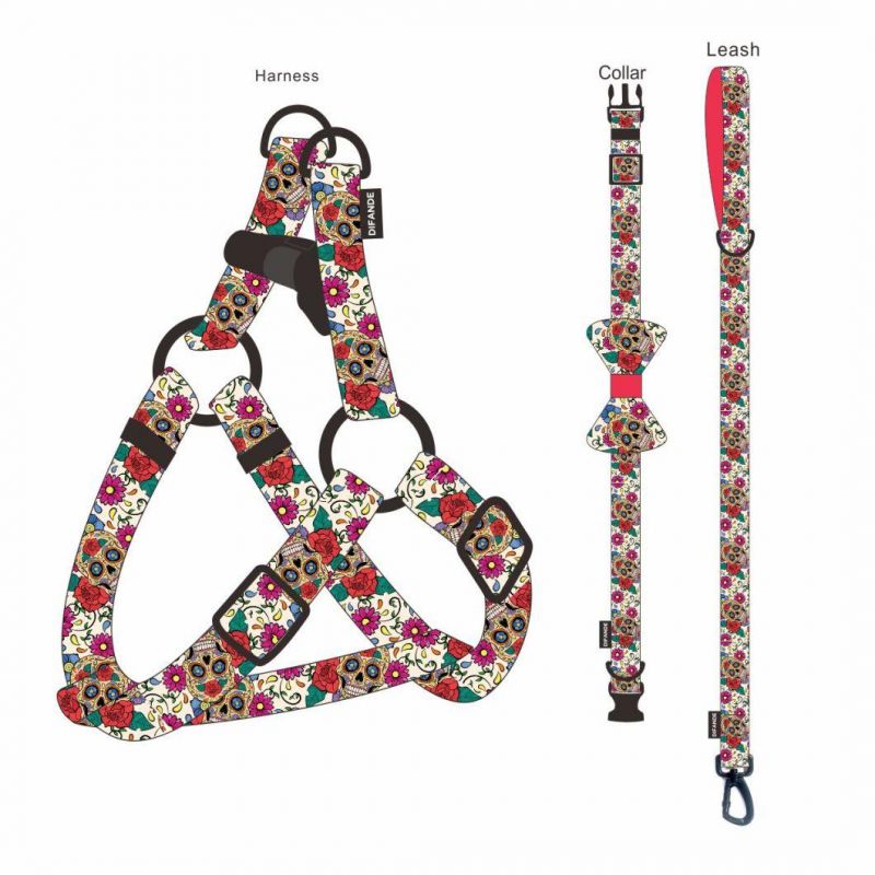Adjustable Dog Accessories Sublimation Dog Harness Set Custom Personalized Pet Supplies 2021 Dog Chest Harness Collar and Leash