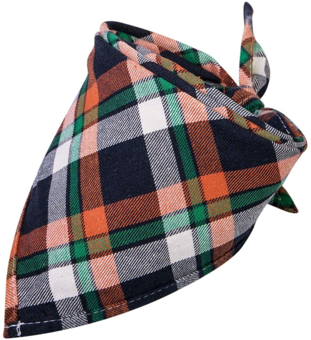 Washable Reversible Triangle Bibs Scarf, Plaid Painting Kerchief