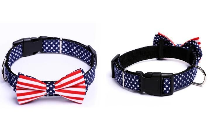 Personalized Dog Accessories Colorful Design Nylon Dog Collar with Bowtie for Pet