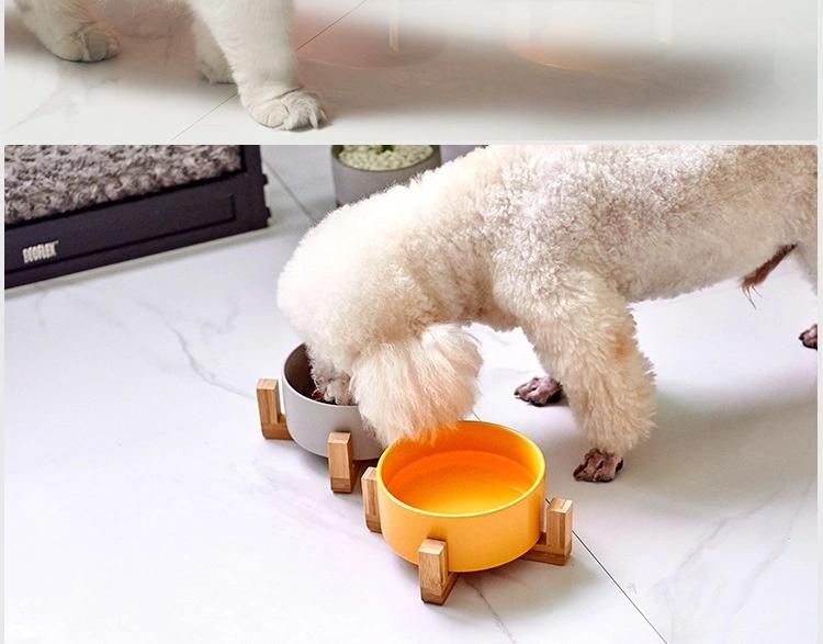 Wholesale Promotional Gift Custom Food Water Bowl Pet Feeder Cat Dog Feeding Bowl with Wooden Frame