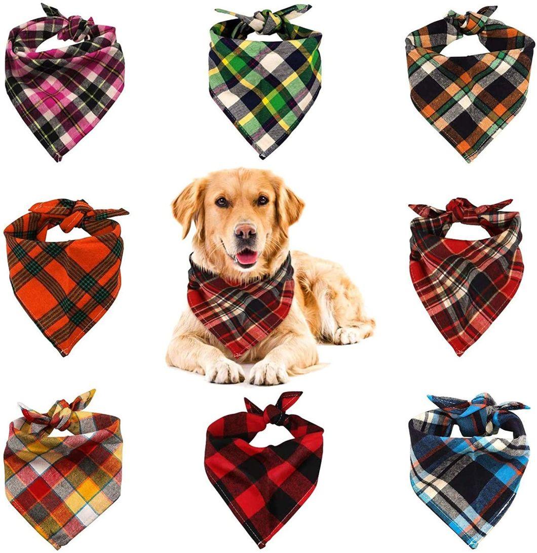 Reversible Plaid Painting Bibs Scarf, Washable and Adjustable Kerchief Set