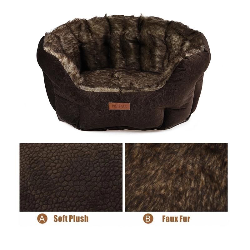 Faux Fur Fabric Winter Dog Bed Soft Plush Pet Bed
