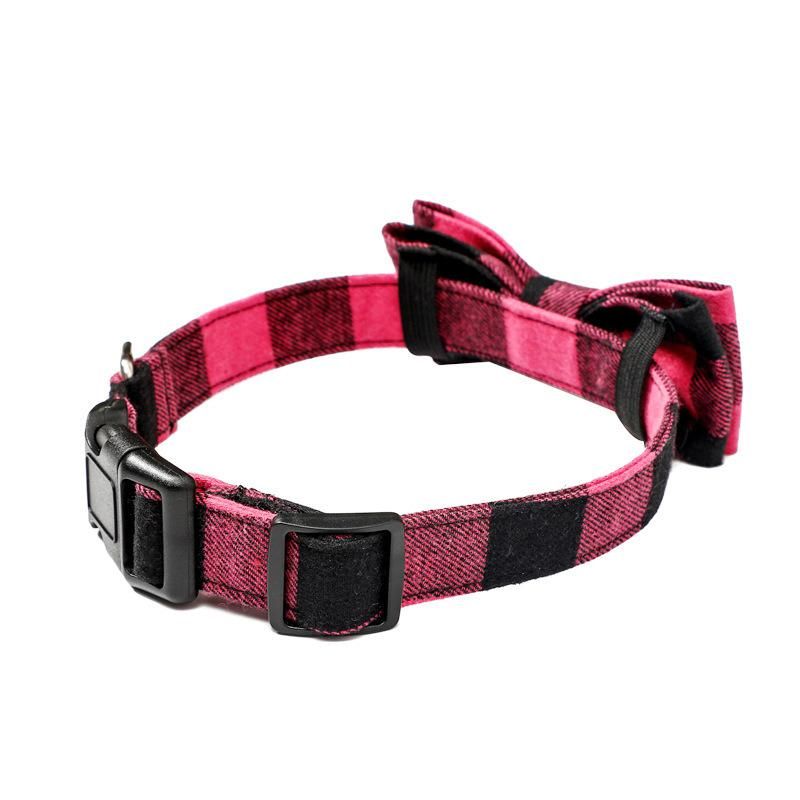 Small Medium Large Dogs Bowtie Pet Collar, Cotton Striped Colorful Plaid Adjustable Dog Collars//