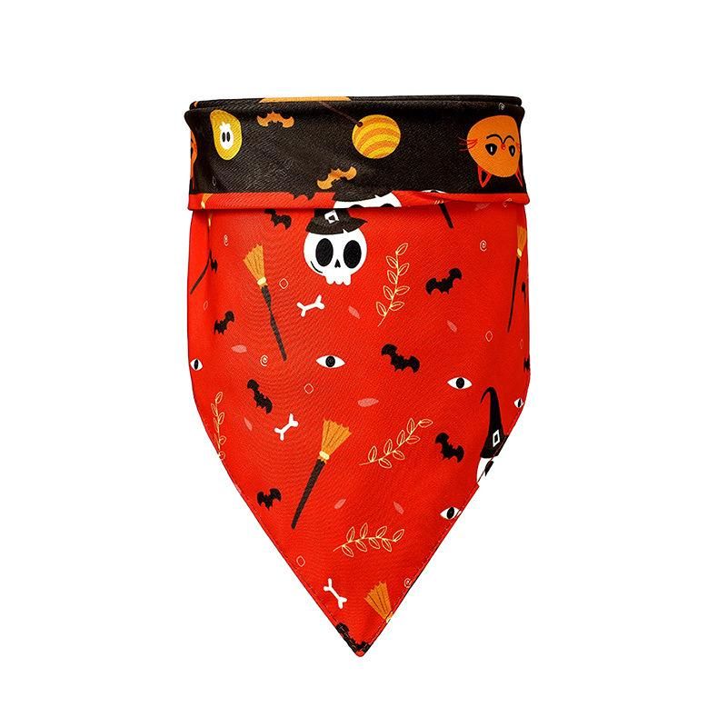 Halloween Pumpkin Ghost Bat Pattern Holiday Accessories Dog Triangle Bibs Scarf Washable Pet Dogs Bandanas