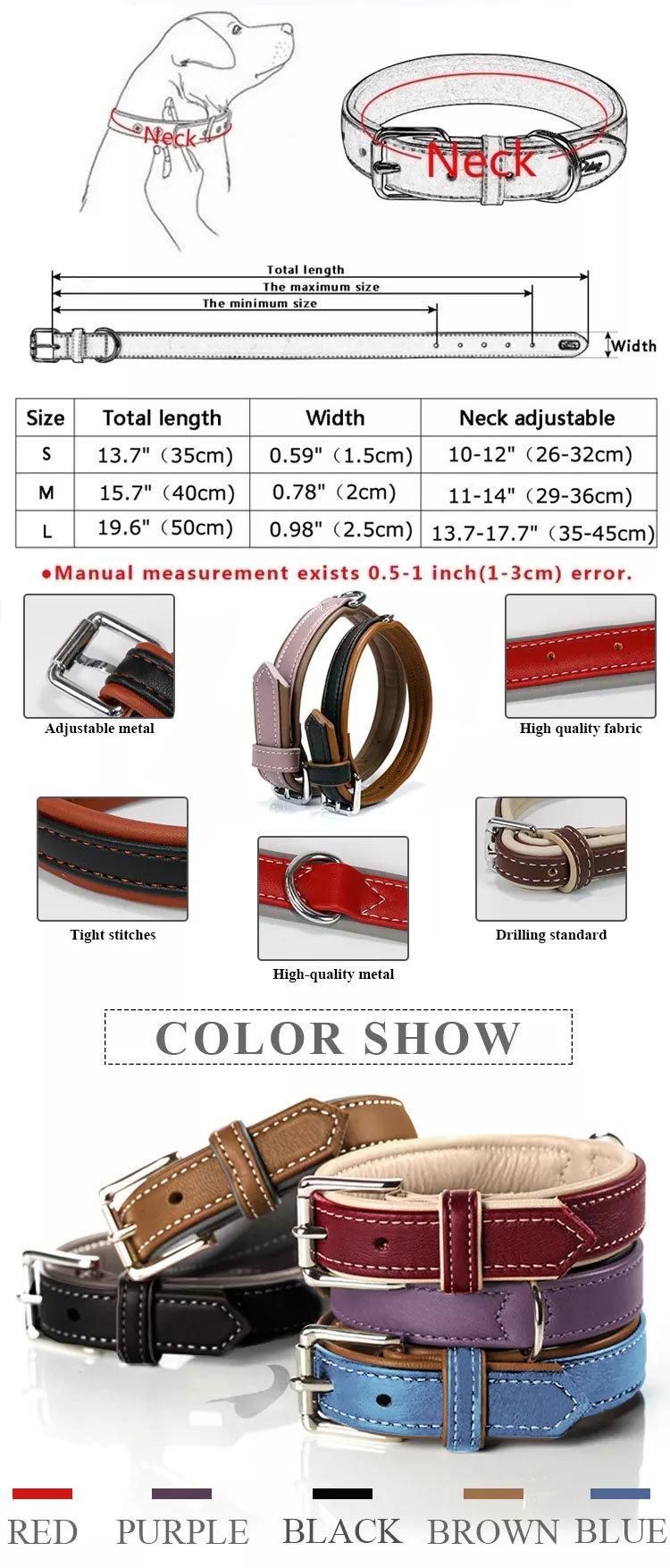 Wear-Resistant Dog Leather Leash PU Leather Dog Collar Pet Collars