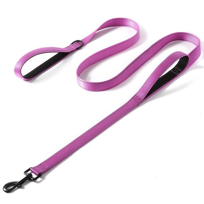 Nylon Dog Leash Reflective Dog Walking Leashes Double Handles Pet Training Leash