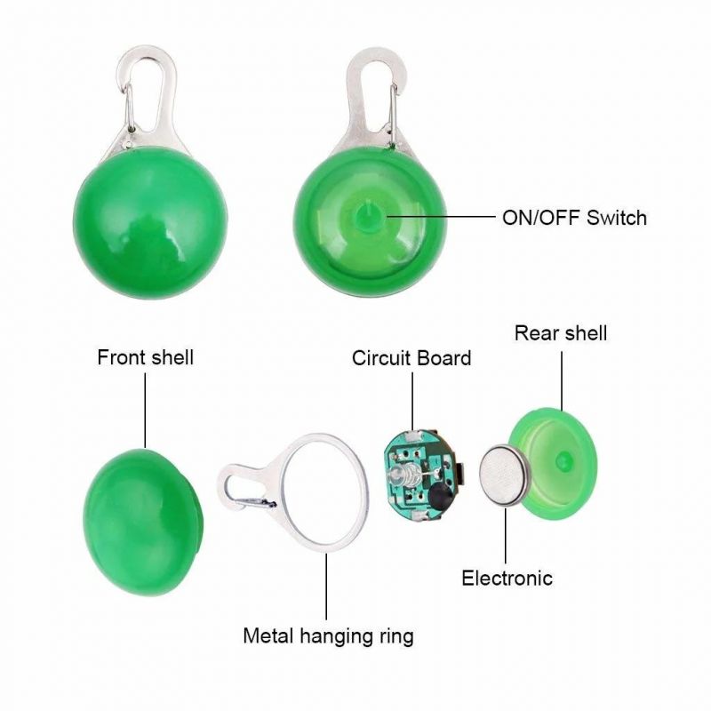 Dog Cat Pet Collar Light 6PCS, Waterproof LED Dog Collar Safety Night Walking Lights Keychain with Stainless Steel Carabiner, ID Tags, Battery Included (6 PCS)