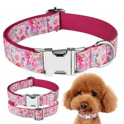 OEM Fashion Personalized Custom Luxury Dog Collars and Leashes Metal Buckles