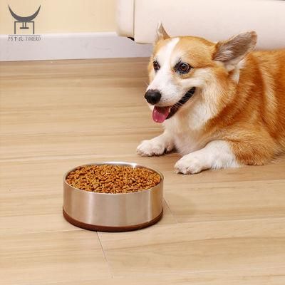 Wholesale Double-Wall Stainless Steel Pet Cat Dog Bowl Metal Pet Feeder with Detachable Silicone Bottom, Manufacturer Pet Products