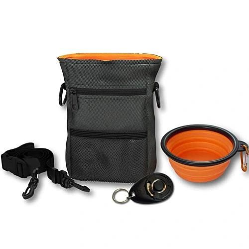 Dog Treat Pouch Bag with Poo Bag Holder & Collapsible Travel Food Storage Water Pet Bag
