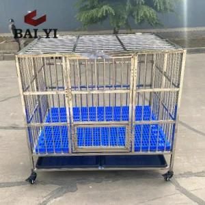 Metal Stainless Steel Dog Cage Dog Kennel Foldable Two Doors