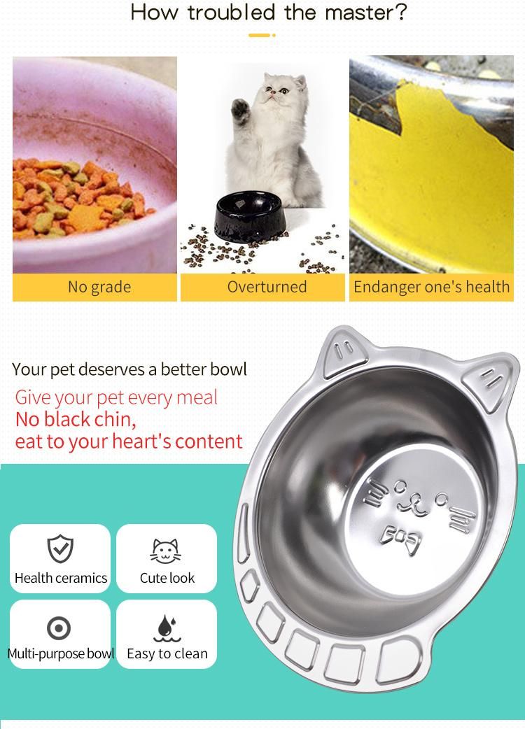 Original Patent Design 304 Stainless Steel Cat Dog Pet Food Drinking Feder Bowl