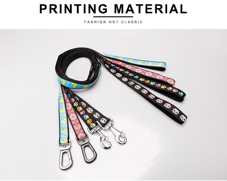 Best-Selling High Quality Cute Thick Strong Large Luxury Adjustable Custom Print Logo Dog Leash Nylon