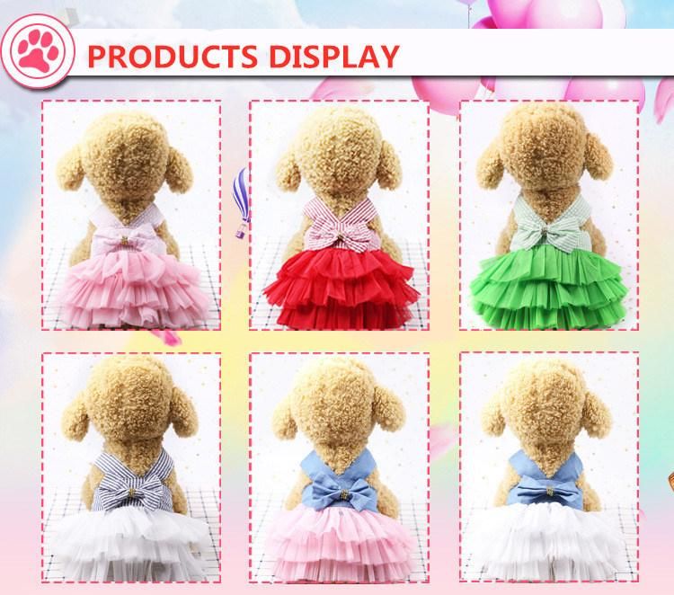 Pet Dog Dress Stripe Dress Pure Colour Dress