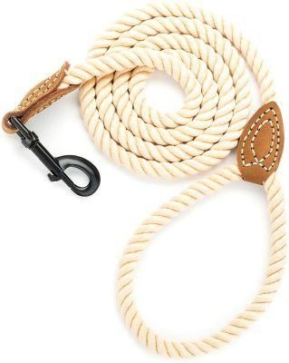 Braided Cotton Rope Leash with Leather Tailor Handle