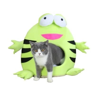 Luxury Pet Cat Dog Bed House for Cats Indoor Warm Frog Small Dog Sleep Sofa Mat Kitten Kennel Plush Beds Cute Nest Soft Supplies