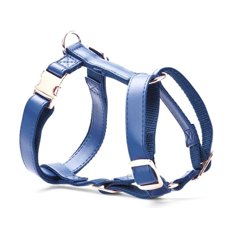 Custom Luxury Brand Adjustable Pet Puppy PU Faux Leather Vegan Leather Dog Harness