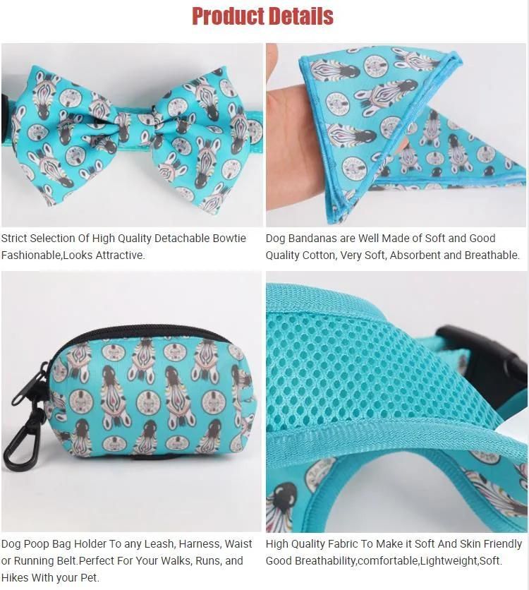 Manufacturer Custom Fashion Adjustable Pet Collar and Leash Harness Pet Accessories