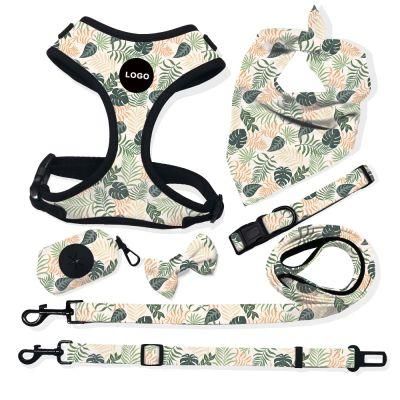 2021 Adjustable Dog Accessories Sublimation Dog Harness Set Custom Personalized Pet Supplies Dog Chest Harness Collar and Leash