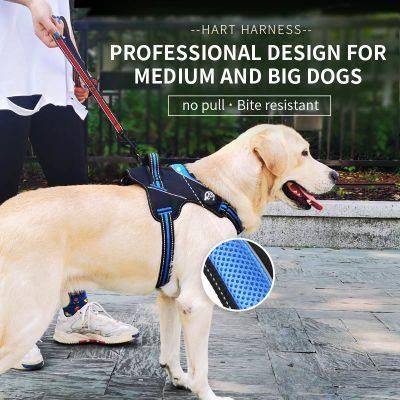 Dog Harness No-Pull Reflective Breathable Adjustable Pet Vest with Handle for Outdoor Walking- No More Pulling, Tugging or Choking