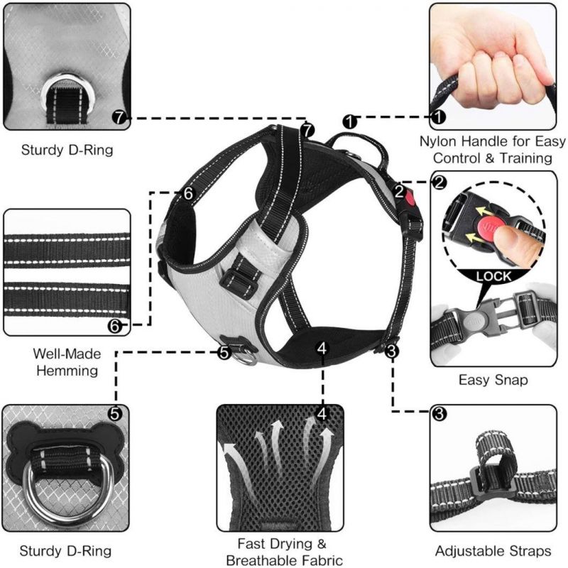 Waterproof Reflective Dog Harness with Strong Handle