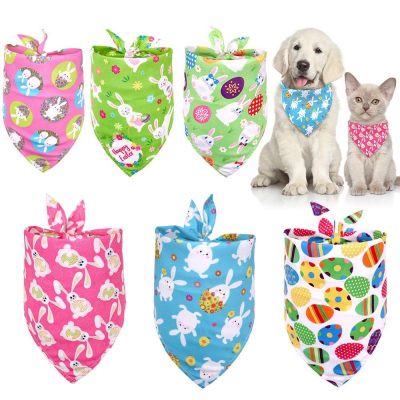 Easter Day Dog Bandana Holiday Cat Bandana Bunny and Carrot Scarfs for Small Medium Large Dogs Cats Pet Puppies