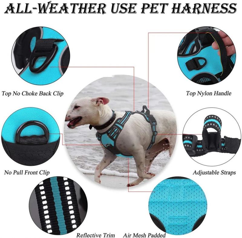 Reflective Dog Vest Front/Back Leash Clips and Easy Control Handle