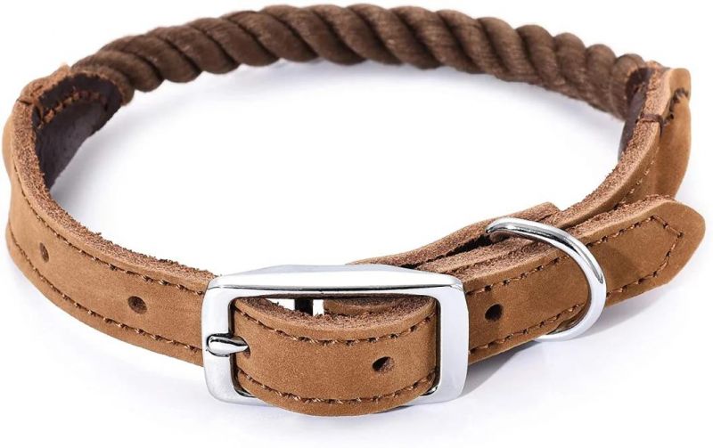Genuine Leather Belt Collar for Medium Dog Large Dogs