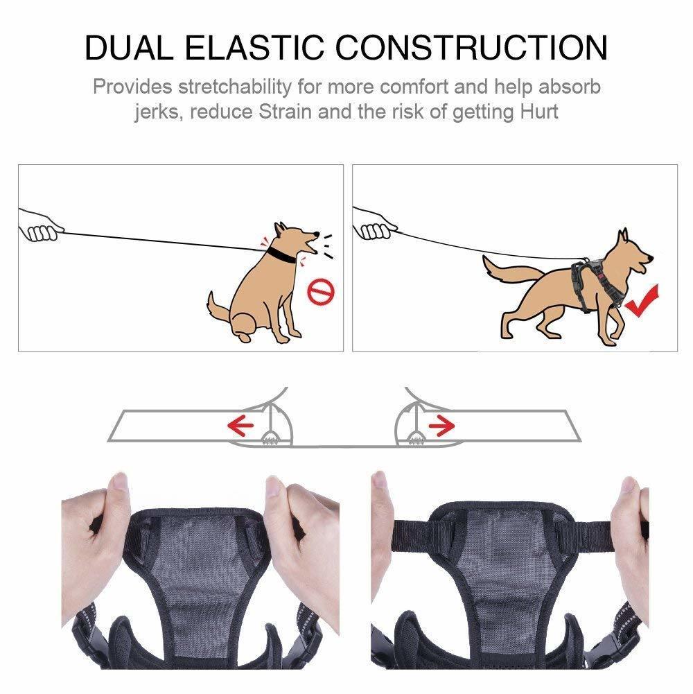 [Upgrade Version] No Pull Dog Harness Adjustable Soft Padded Pet Vest with Easy Control Handle for Small to Large