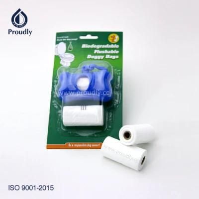 Compostable Biodegradable PVA Water-Soluble Dog Poop Bags with Holder Dispenser/Pet Waste Bags