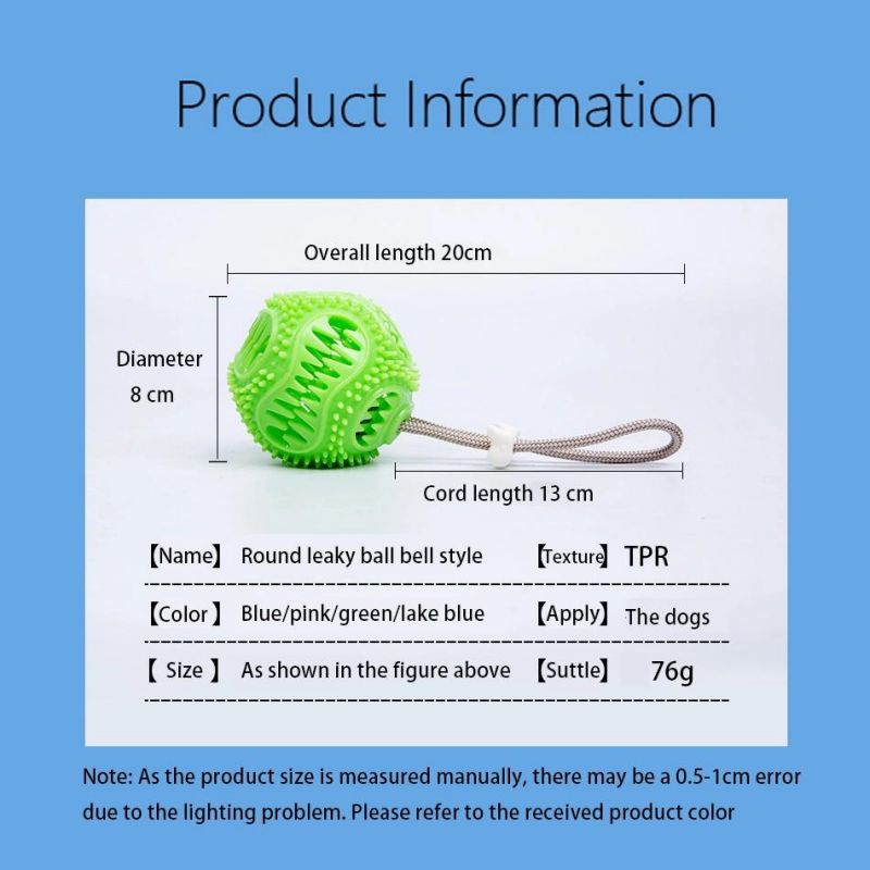 Pet Soft TPR Chewing Toy Ball Durable Biting Bell Ball Teeth Cleaning Food Leakage Ball