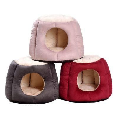 New Product Semi-Enclosed Comfortable Soft Warm Durable Polar Fleece PP Cotton Pet Cat Dog Bed House