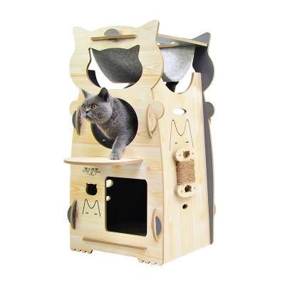 Wooden Two Storey Cat Villa Pet Products