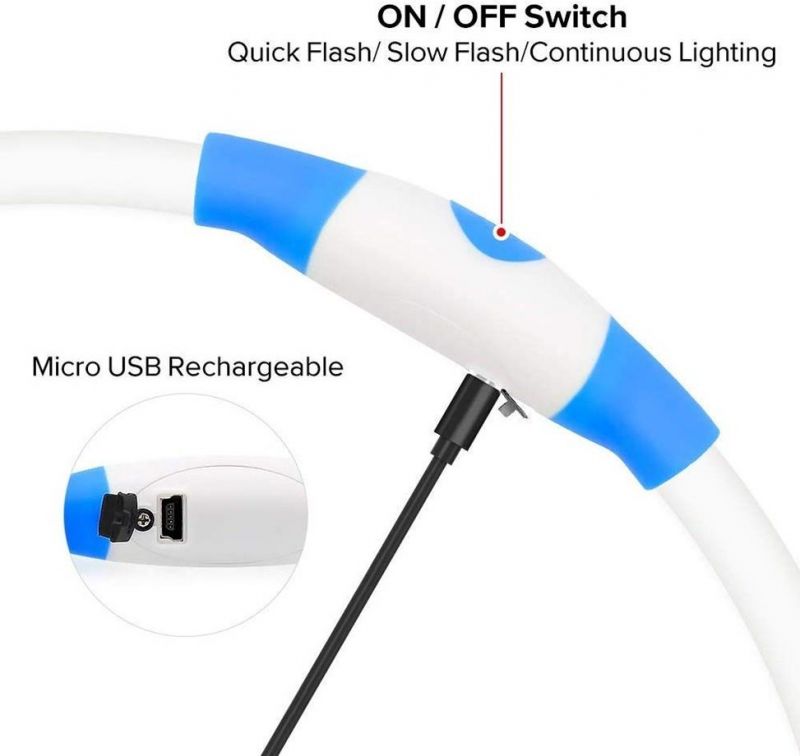 USB Rechargeable LED Dog Collar Glowing Pet Collar for Night Safety