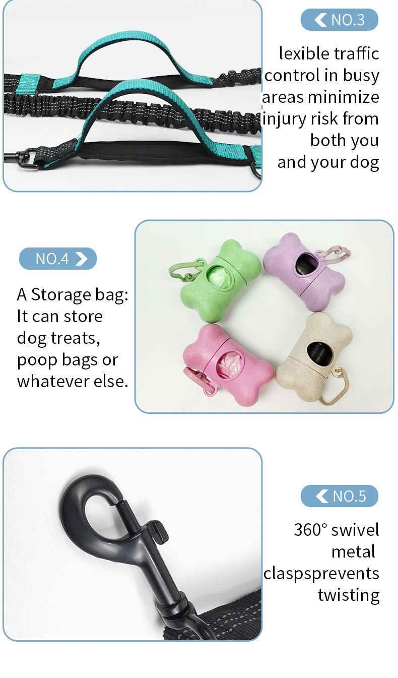 2022 New Product Hands Free Comfortable Smooth Texture Dog Leash with Adjustable Waist Belt