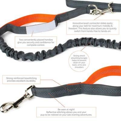 Dual-Handle Reflective Bungee, Poop Bag Dispenser Pouch Dog Leash