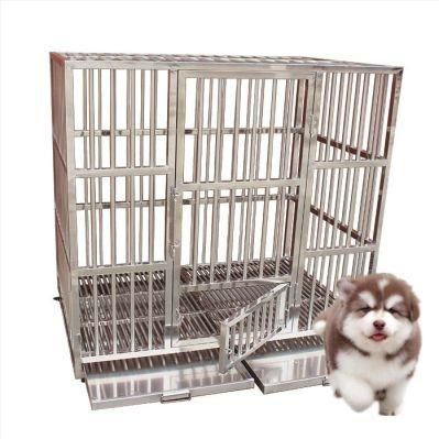 Manufacturer Hot Sale Large Double Doors Waterproof Stainless Steel Dog Metal Cage with Wheels